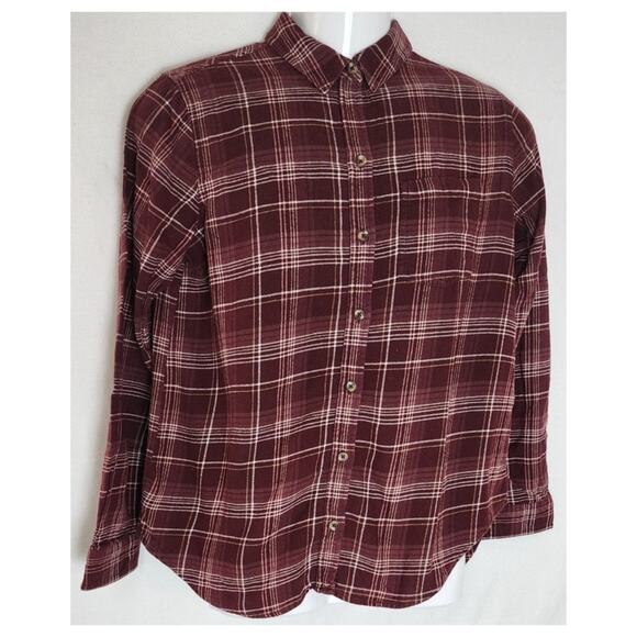 Sonoma Soft Flannel Shirt Womens Small Long Sleeve Button Down Plaid Pocket - Picture 1 of 12
